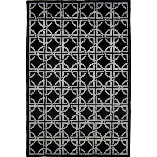 Dim Sum Rug - 6071F by Feizy in black, silver. Made from wool in a unique style.