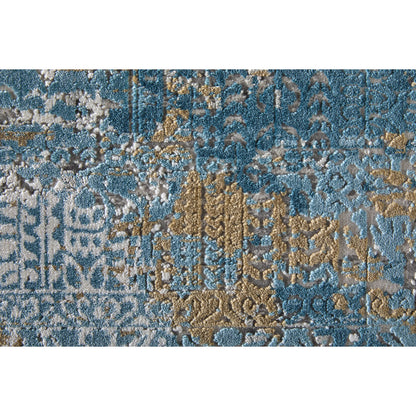 Cadiz Rug - 3890F by Feizy in blue, gray, gold. Made from viscose, acrylic in a unique style.