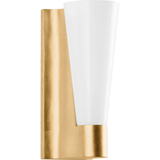 Abner 1 Light Wall Sconce by Troy in vintage gold leaf. Made from steel in a modern style.