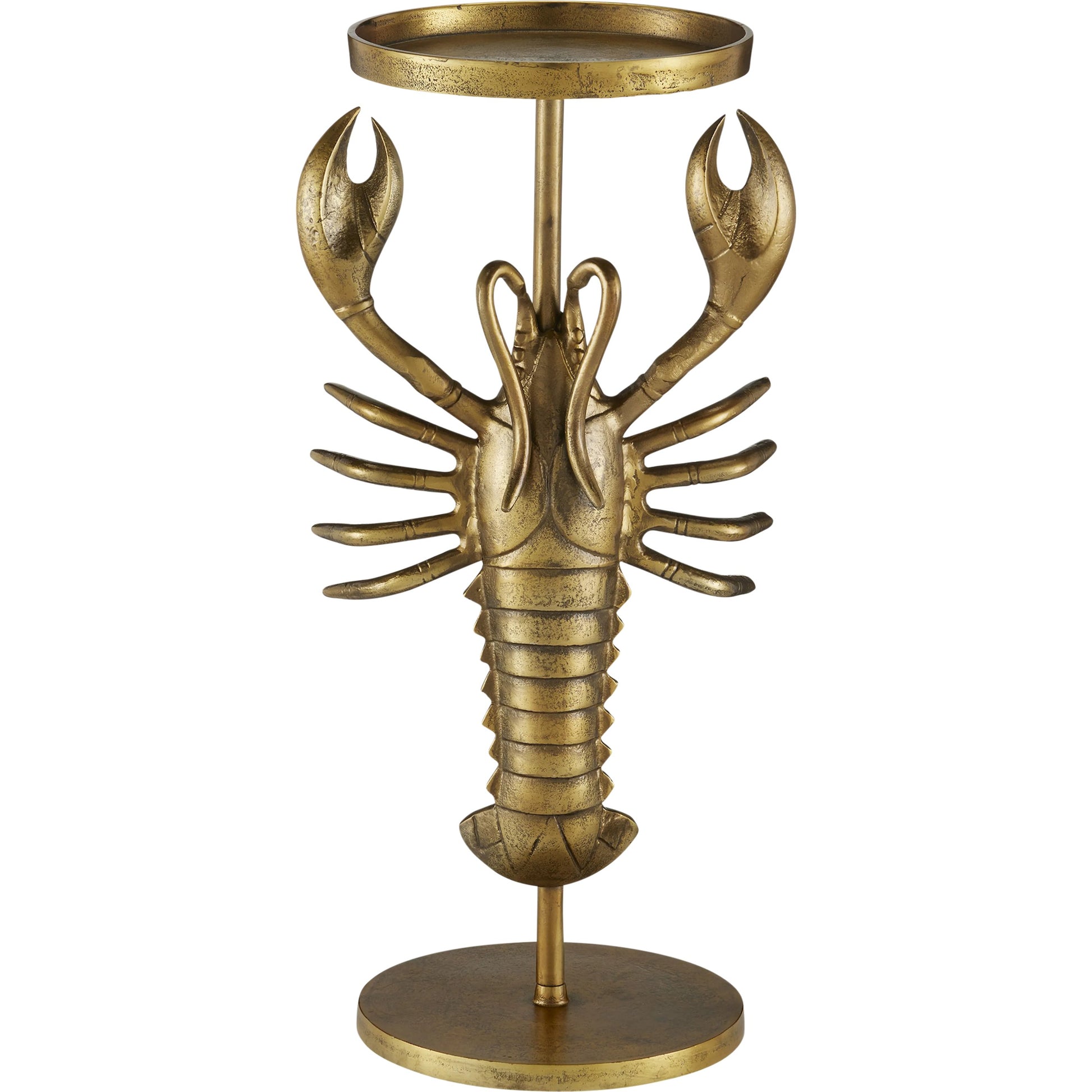 Georgetown Drinks Table by Currey and Company in antique brass. Made from cast aluminum in a modern style.