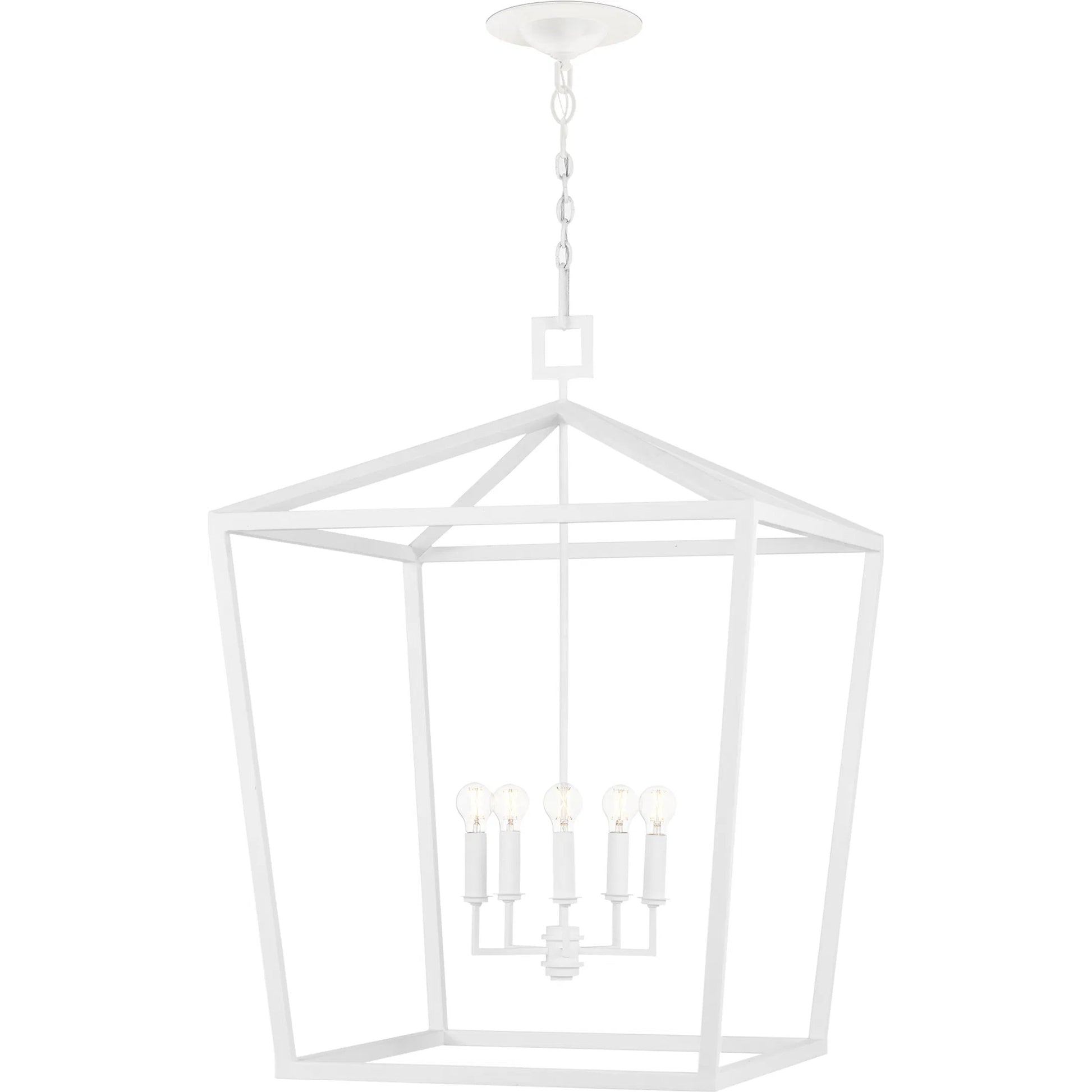 Denison Chandelier by Currey and Company in gesso white. Made from wrought iron in a modern style.