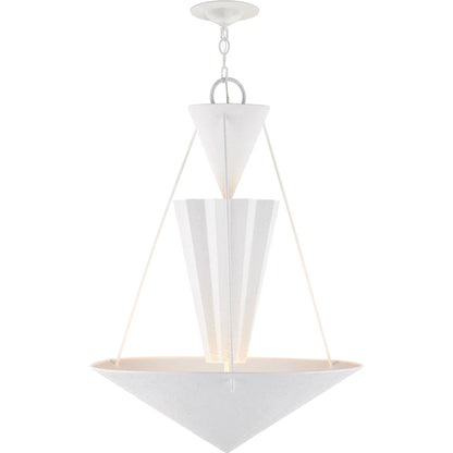 Empyrean Chandelier by Currey and Company in yeso blanco. Made from wrought iron in a modern style.