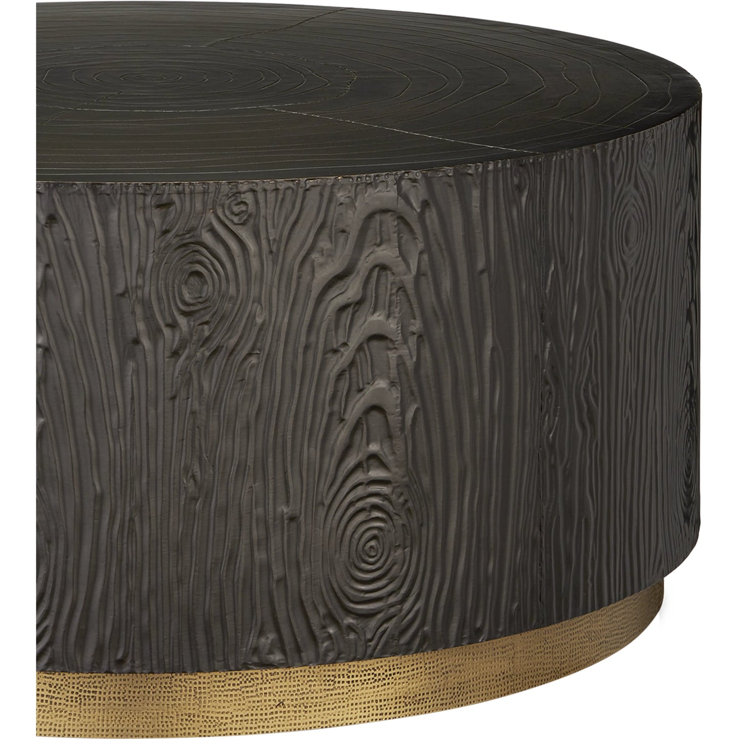 003 SI-2007894 | Closeup | Terra Cocktail Table by Currey and Company in bronze, brass. Made from natural wood, brass in a modern style.