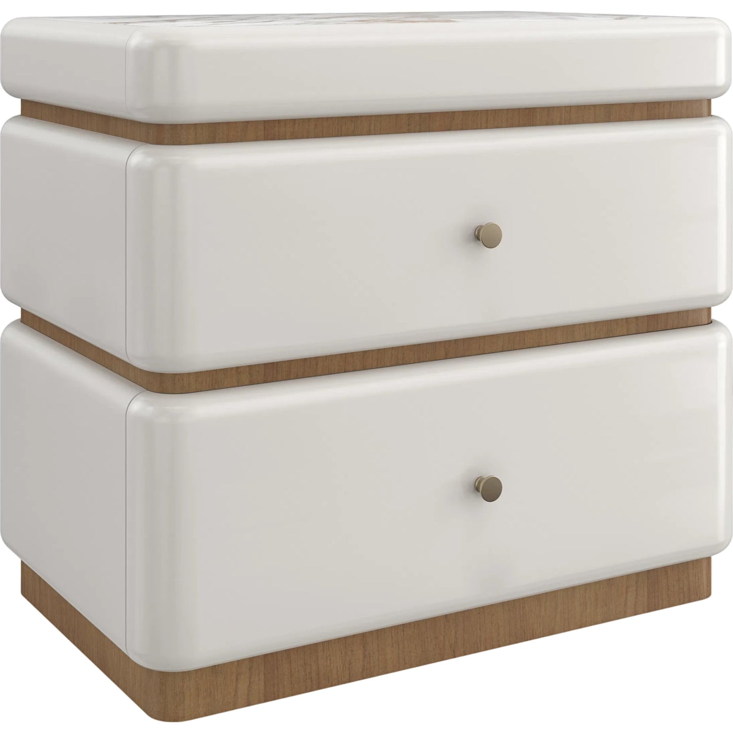 002 SI-2193880 | Additional Silo | Milos Nightstand by Caracole in almond milk, toasted pecan. Made from acacia, marble, birch in a modern style.