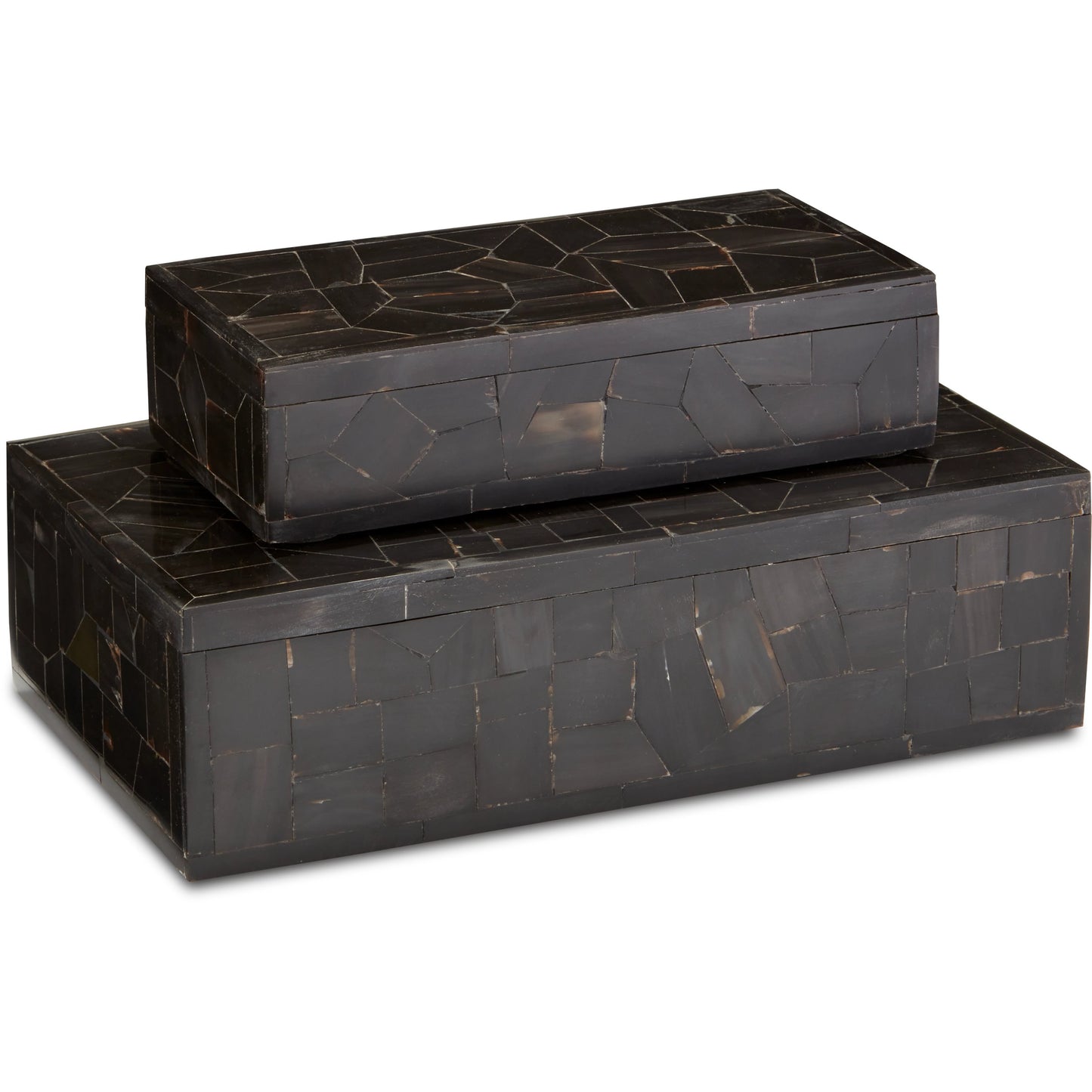 001 SI-1894192 | Primary Silo | Bone Mosaic Box Set by Currey and Company in black. Made from bone, wood in a traditional style.