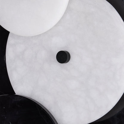 Inyo Wall Sconce by Currey and Company in natural, satin black. Made from alabaster, marble, metal in a modern style.