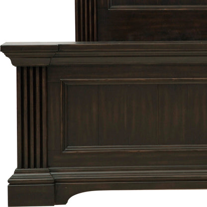 Caldwell Bed by Pulaski Furniture in deep brown. Made from acacia veneers, asian hardwood in a traditional style.