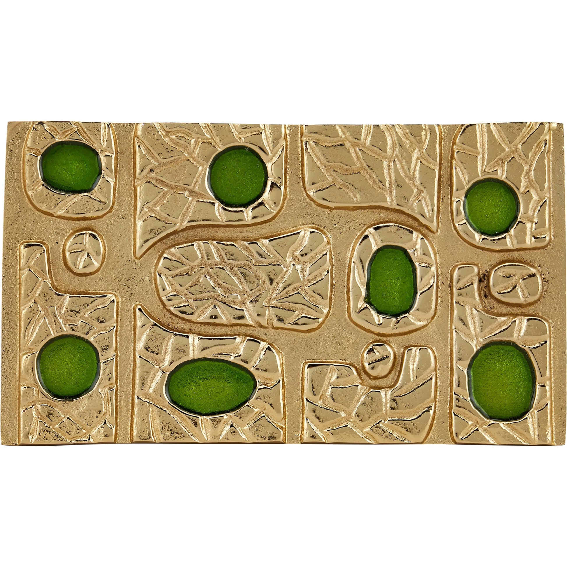 Beau Monde Box by Currey and Company in gold, green, black. Made from cast aluminum, enamel in a modern style.