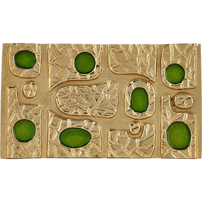 Beau Monde Box by Currey and Company in gold, green, black. Made from cast aluminum, enamel in a modern style.