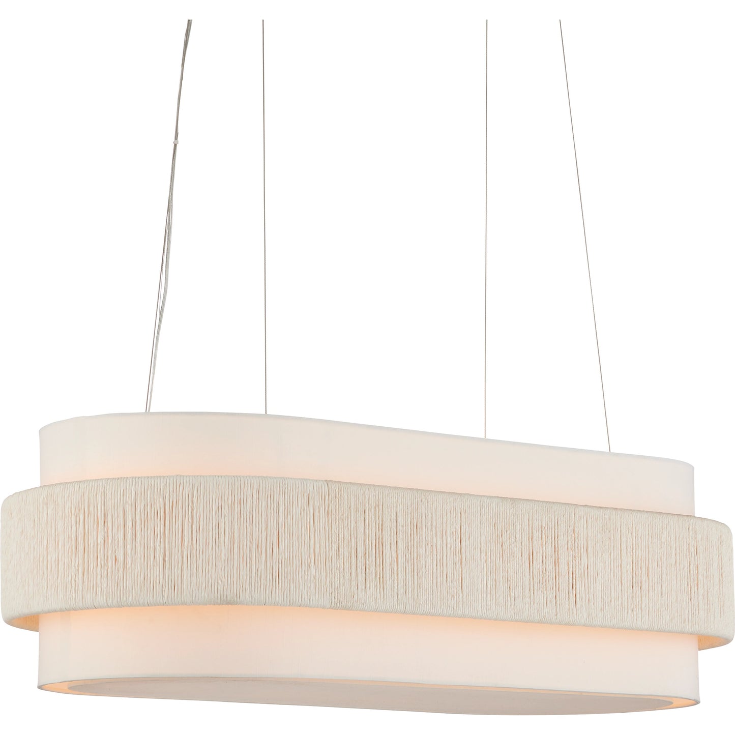 001 SI-2134014 | Primary Silo | Monreale Oval Chandelier by Currey and Company in white, sugar white. Made from kraft paper twine, wrought iron in a coastal style.