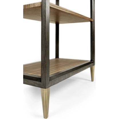 Hamilton Golden Amber Five-Tier Etagere by Jonathan Charles in brown and golden amber. Made from paldao veneer in a transitional style.