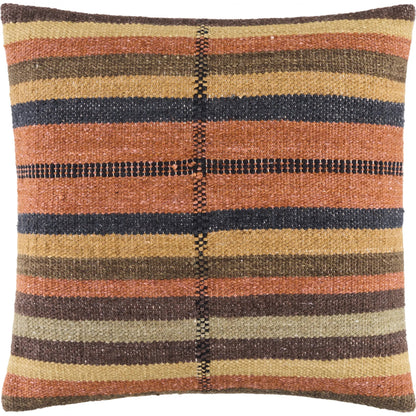 Blanche 540891 Pillow by Surya in burnt sienna, mustard, charcoal, olive, terracotta. Made from wool, cotton in a rustic style.