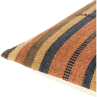 Blanche 540891 Pillow by Surya in burnt sienna, mustard, charcoal, olive, terracotta. Made from wool, cotton in a rustic style.