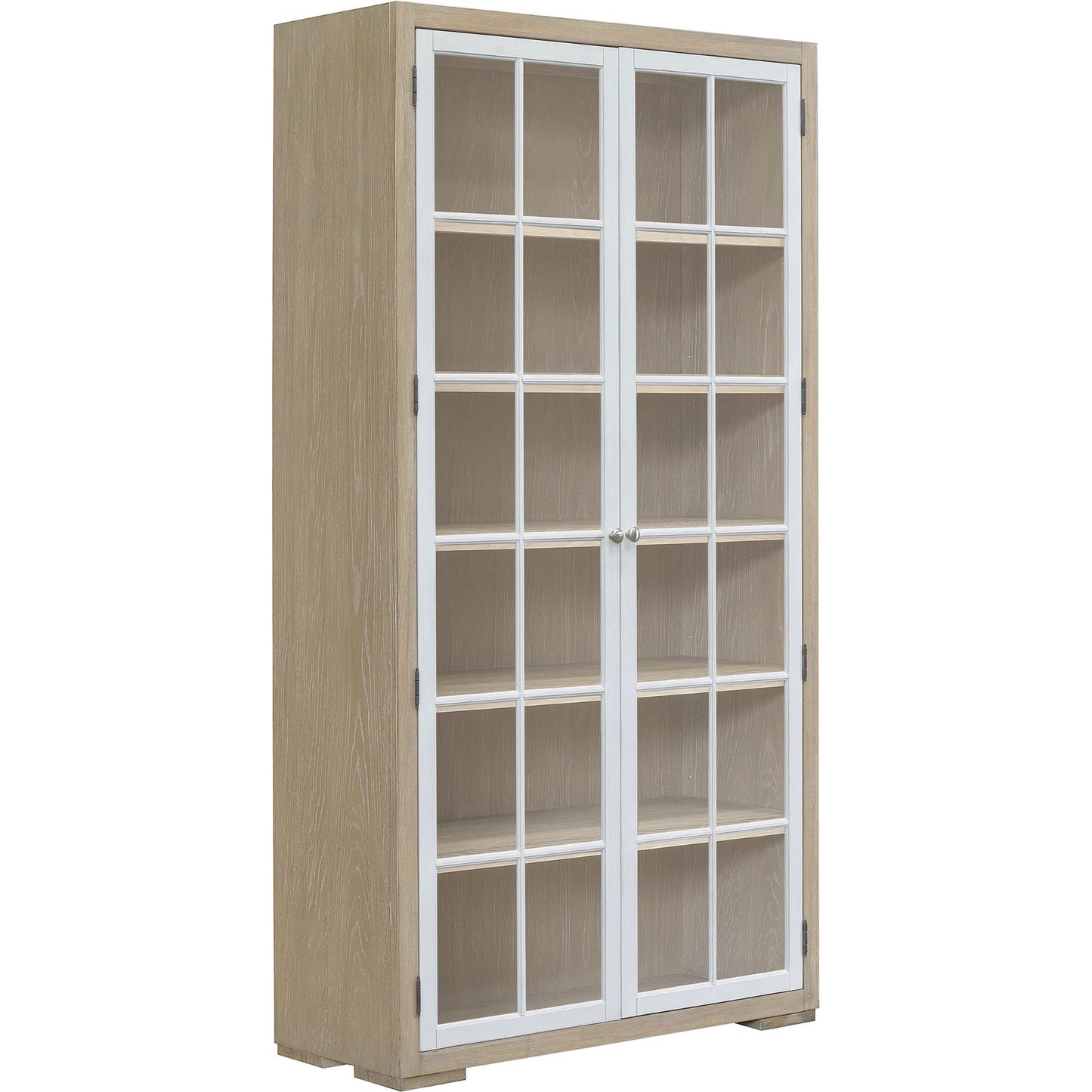 001 SI-2238732 | Primary Silo | Contemporary 5-Shelf Glass Door Bookcase by Pulaski Furniture in natural wood, white. Made from oak wood veneers in a unique style.