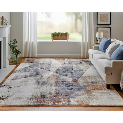Gilmore Color Block Rug - 39MKF by Feizy in blue, ivory, taupe. Made from polypropylene in a unique style.