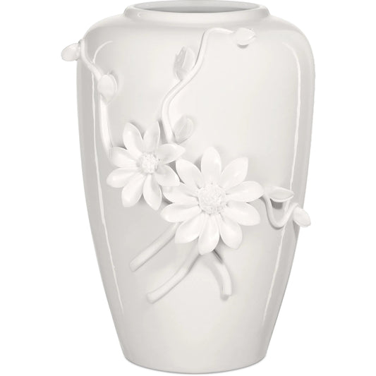 Daisy Maria Vase by Currey and Company in white. Made from porcelain in a modern style.