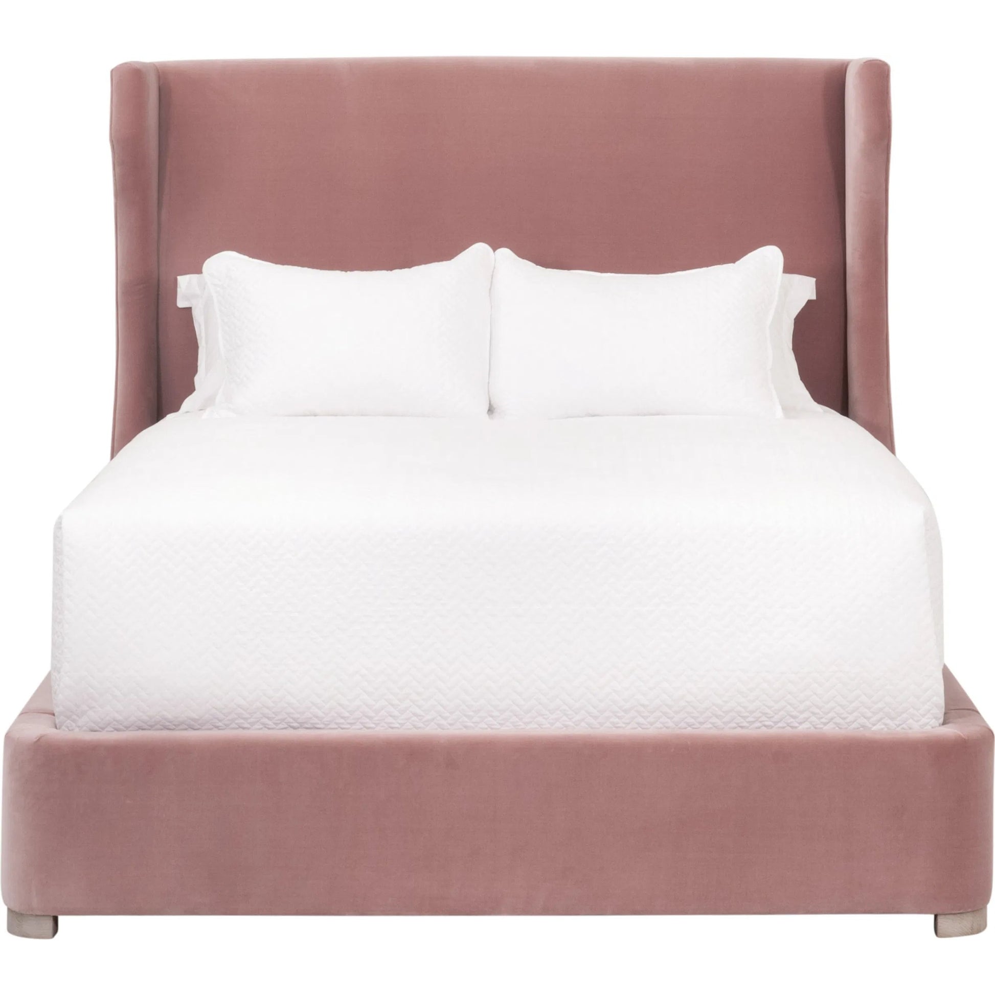 Balboa Bed by Essentials For Living in petal and natural gray oak. Made from velvet, solid oak wood, plywood, metal in a eclectic & global style.