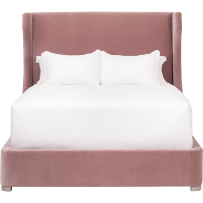 Balboa Bed by Essentials For Living in petal and natural gray oak. Made from velvet, solid oak wood, plywood, metal in a eclectic & global style.