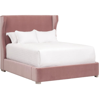 Balboa Bed by Essentials For Living in petal and natural gray oak. Made from velvet, solid oak wood, plywood, metal in a eclectic & global style.