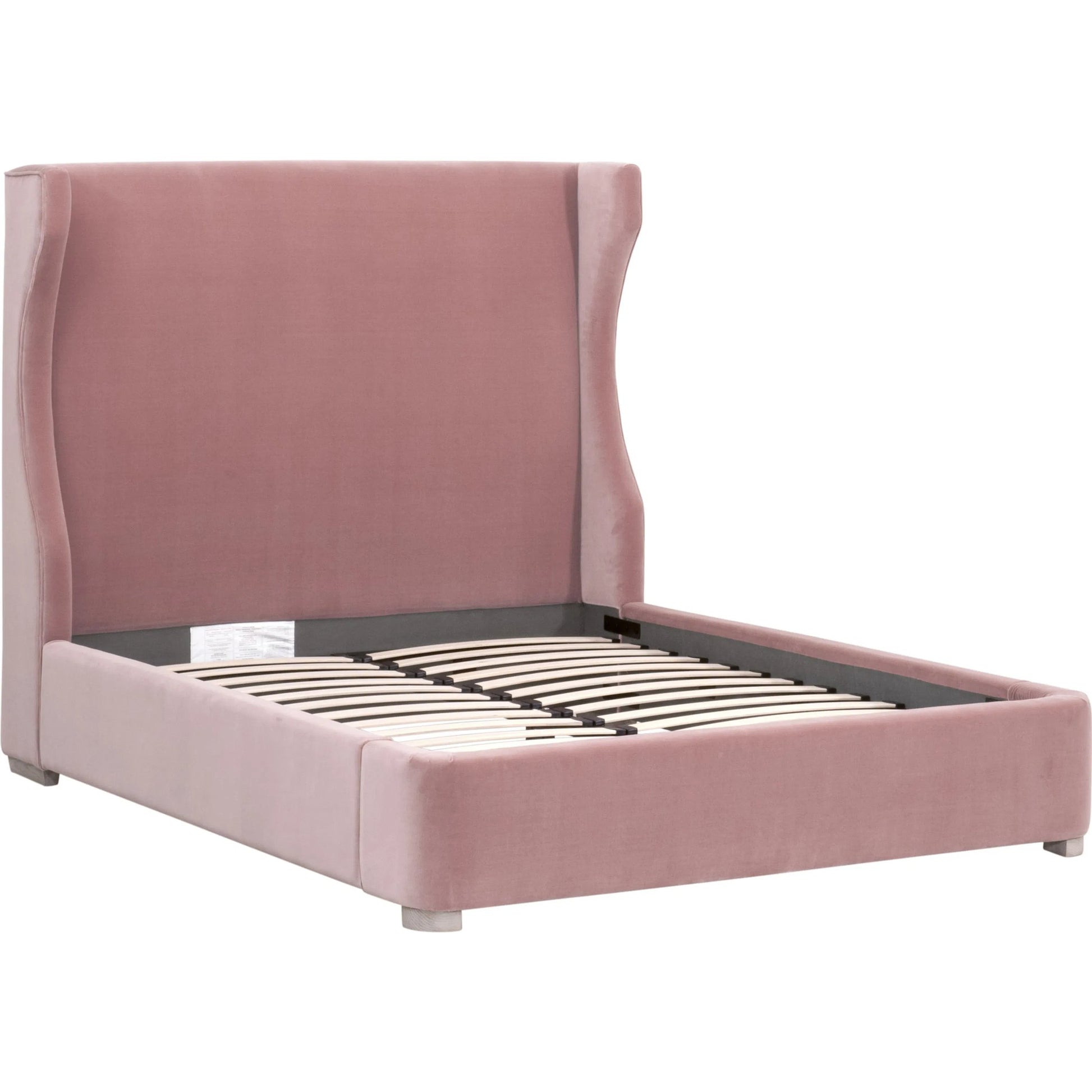 Balboa Bed by Essentials For Living in petal and natural gray oak. Made from velvet, solid oak wood, plywood, metal in a eclectic & global style.