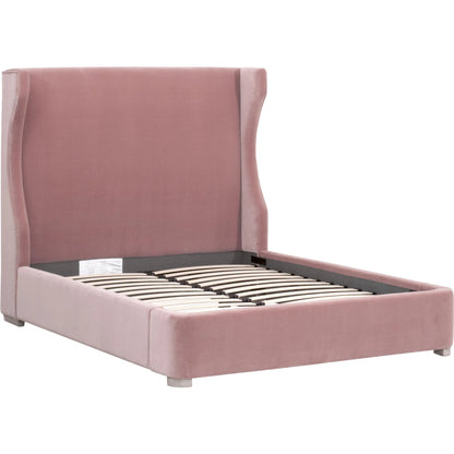 Balboa Bed by Essentials For Living in petal and natural gray oak. Made from velvet, solid oak wood, plywood, metal in a eclectic & global style.