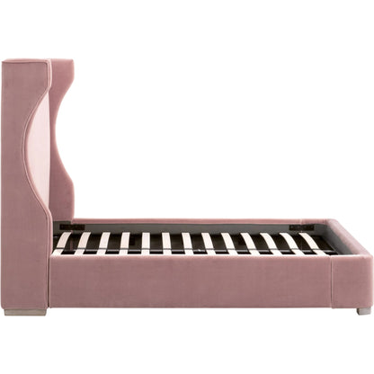 Balboa Bed by Essentials For Living in petal and natural gray oak. Made from velvet, solid oak wood, plywood, metal in a eclectic & global style.