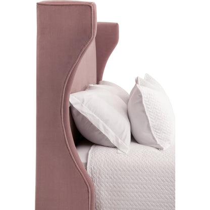 Balboa Bed by Essentials For Living in petal and natural gray oak. Made from velvet, solid oak wood, plywood, metal in a eclectic & global style.