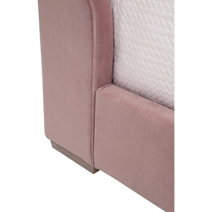 Balboa Bed by Essentials For Living in petal and natural gray oak. Made from velvet, solid oak wood, plywood, metal in a eclectic & global style.