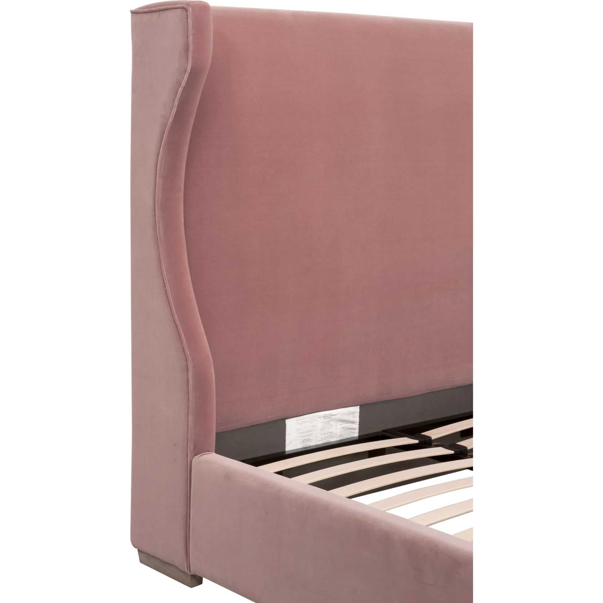 Balboa Bed by Essentials For Living in petal and natural gray oak. Made from velvet, solid oak wood, plywood, metal in a eclectic & global style.