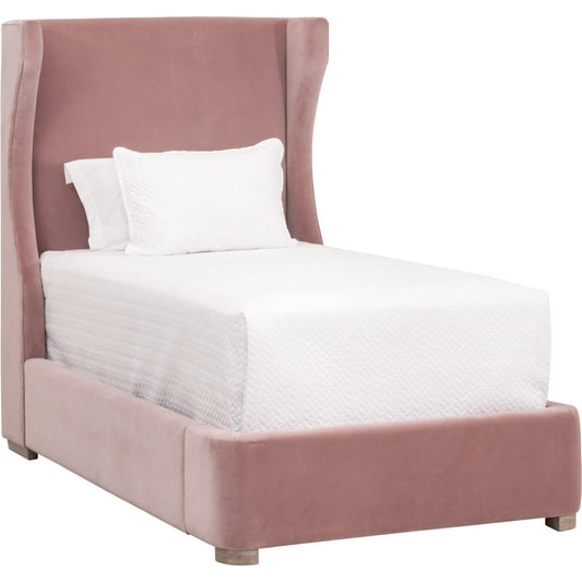 Balboa Bed by Essentials For Living in petal and natural gray oak. Made from velvet, solid oak wood, plywood, metal in a unique style.