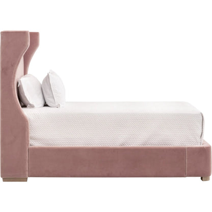 Balboa Bed by Essentials For Living in petal and natural gray oak. Made from velvet, solid oak wood, plywood, metal in a eclectic & global style.