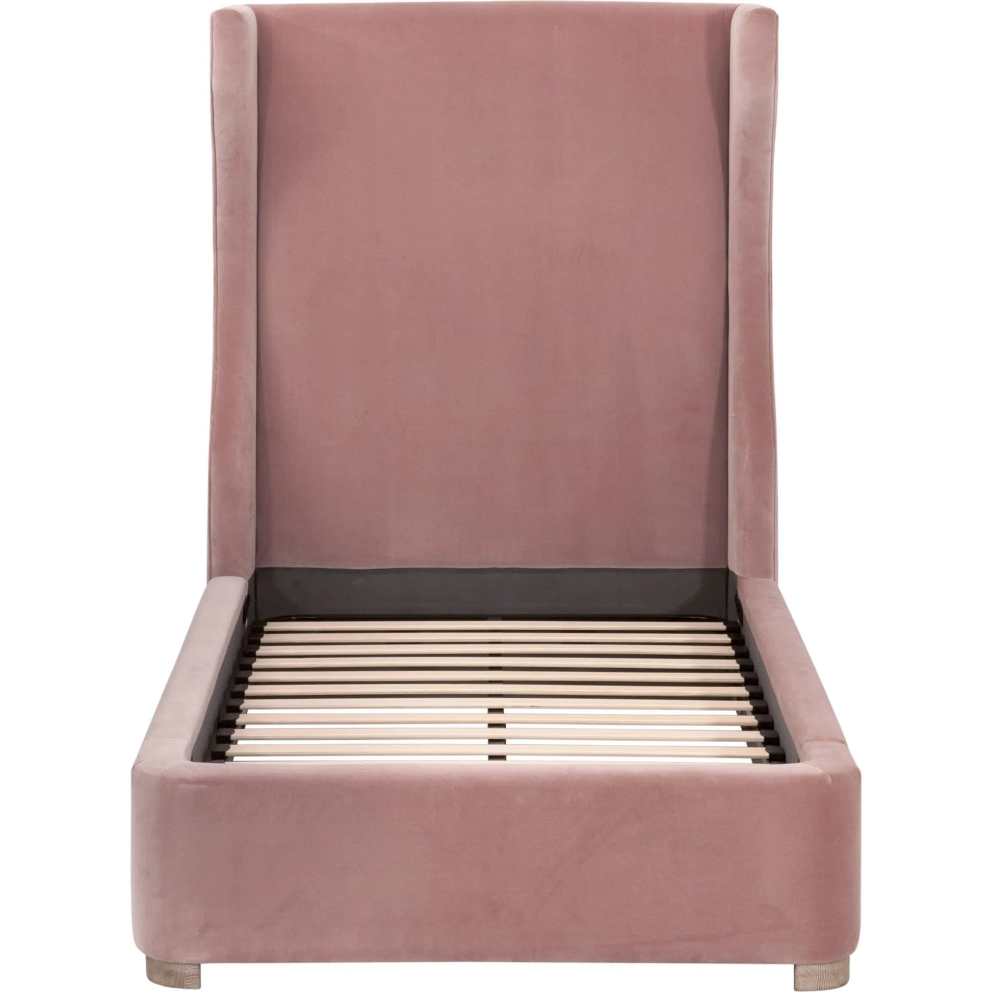 Balboa Bed by Essentials For Living in petal and natural gray oak. Made from velvet, solid oak wood, plywood, metal in a eclectic & global style.