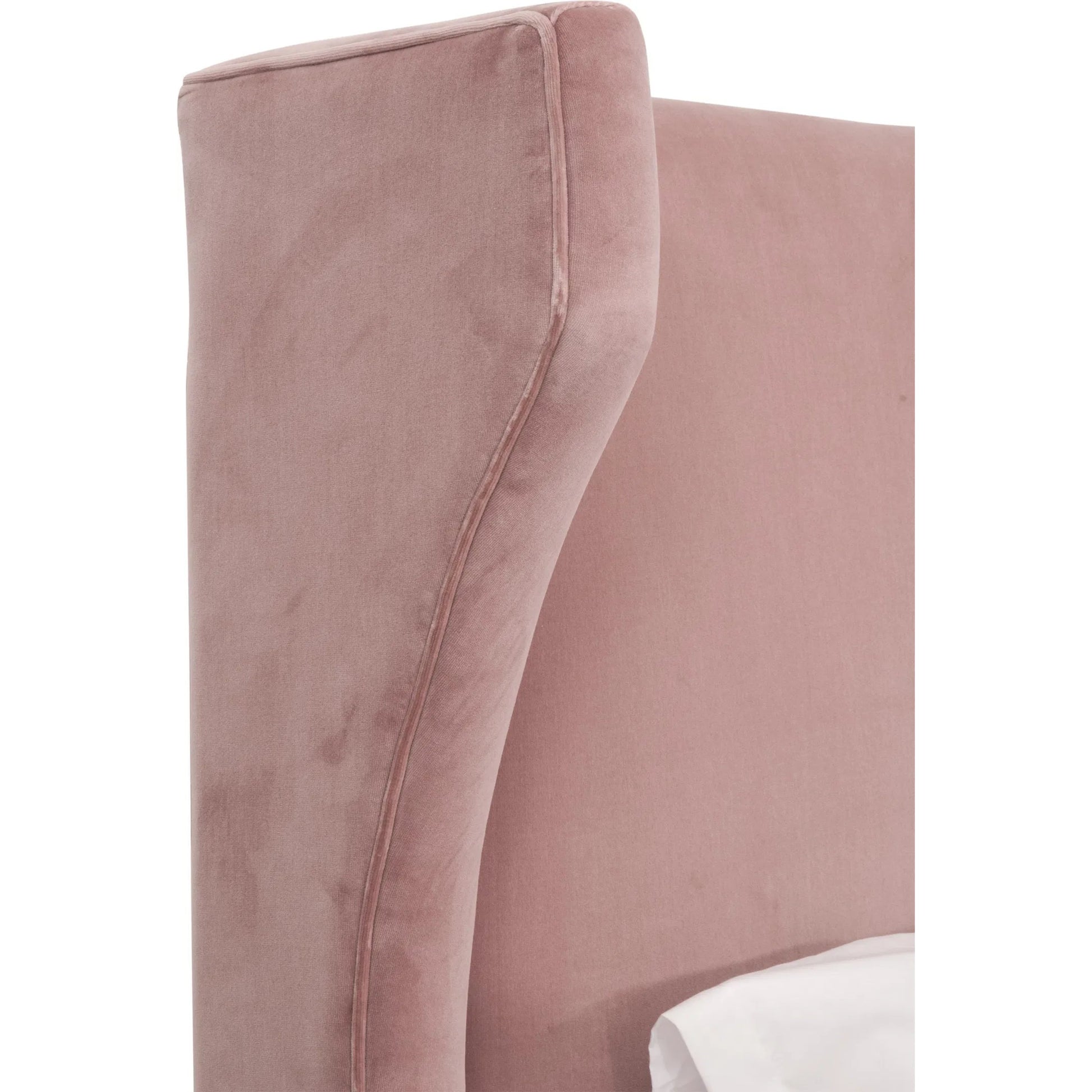 Balboa Bed by Essentials For Living in petal and natural gray oak. Made from velvet, solid oak wood, plywood, metal in a eclectic & global style.