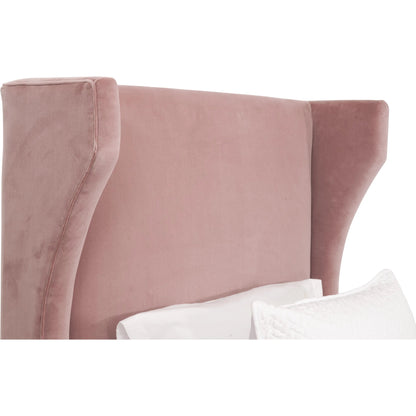 Balboa Bed by Essentials For Living in petal and natural gray oak. Made from velvet, solid oak wood, plywood, metal in a eclectic & global style.