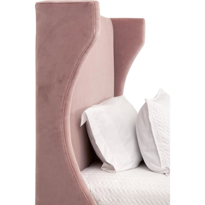 Balboa Bed by Essentials For Living in petal and natural gray oak. Made from velvet, solid oak wood, plywood, metal in a eclectic & global style.