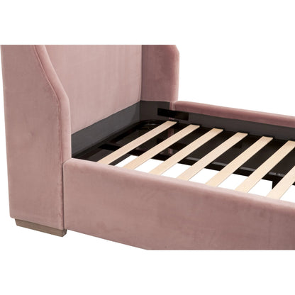 Balboa Bed by Essentials For Living in petal and natural gray oak. Made from velvet, solid oak wood, plywood, metal in a eclectic & global style.