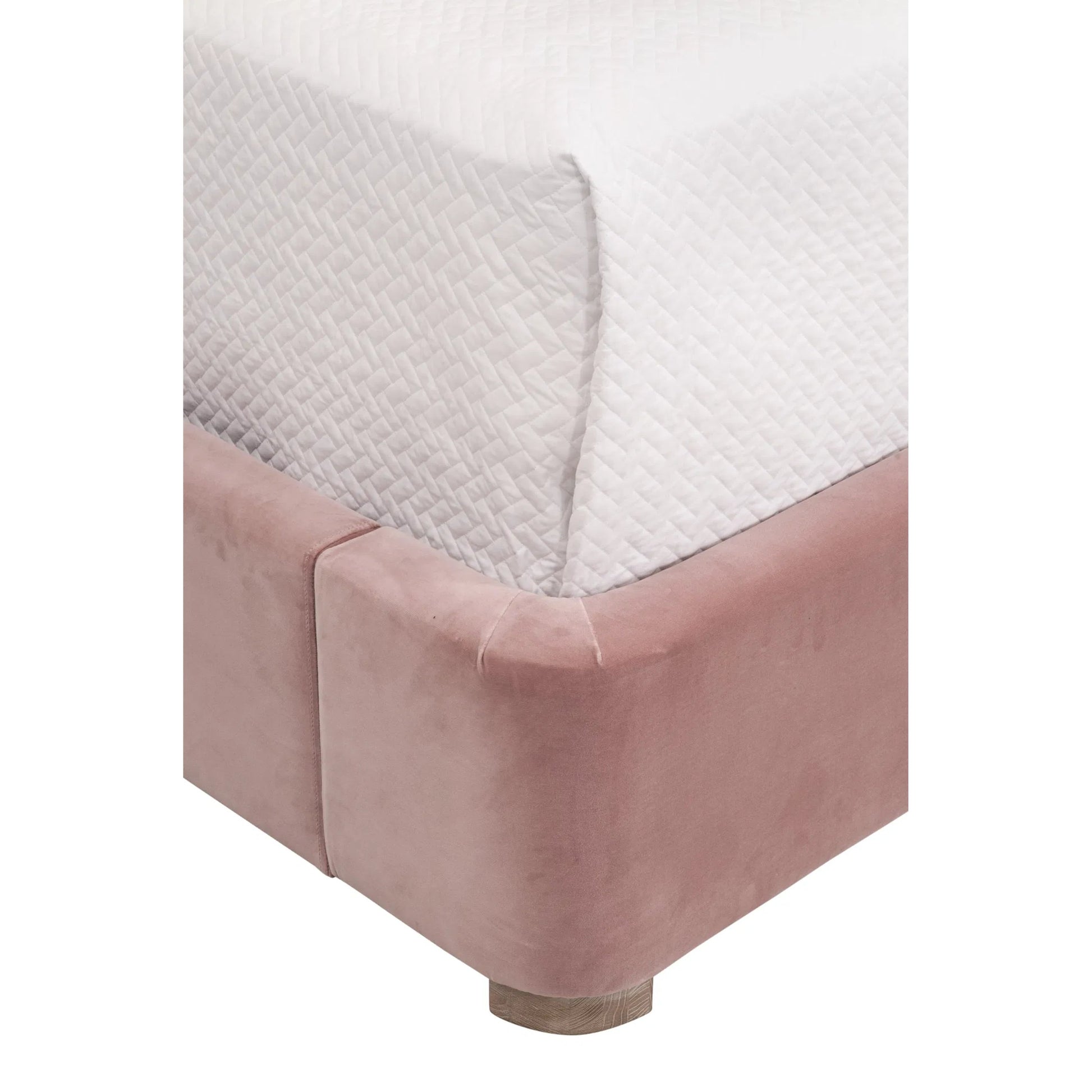 Balboa Bed by Essentials For Living in petal and natural gray oak. Made from velvet, solid oak wood, plywood, metal in a eclectic & global style.