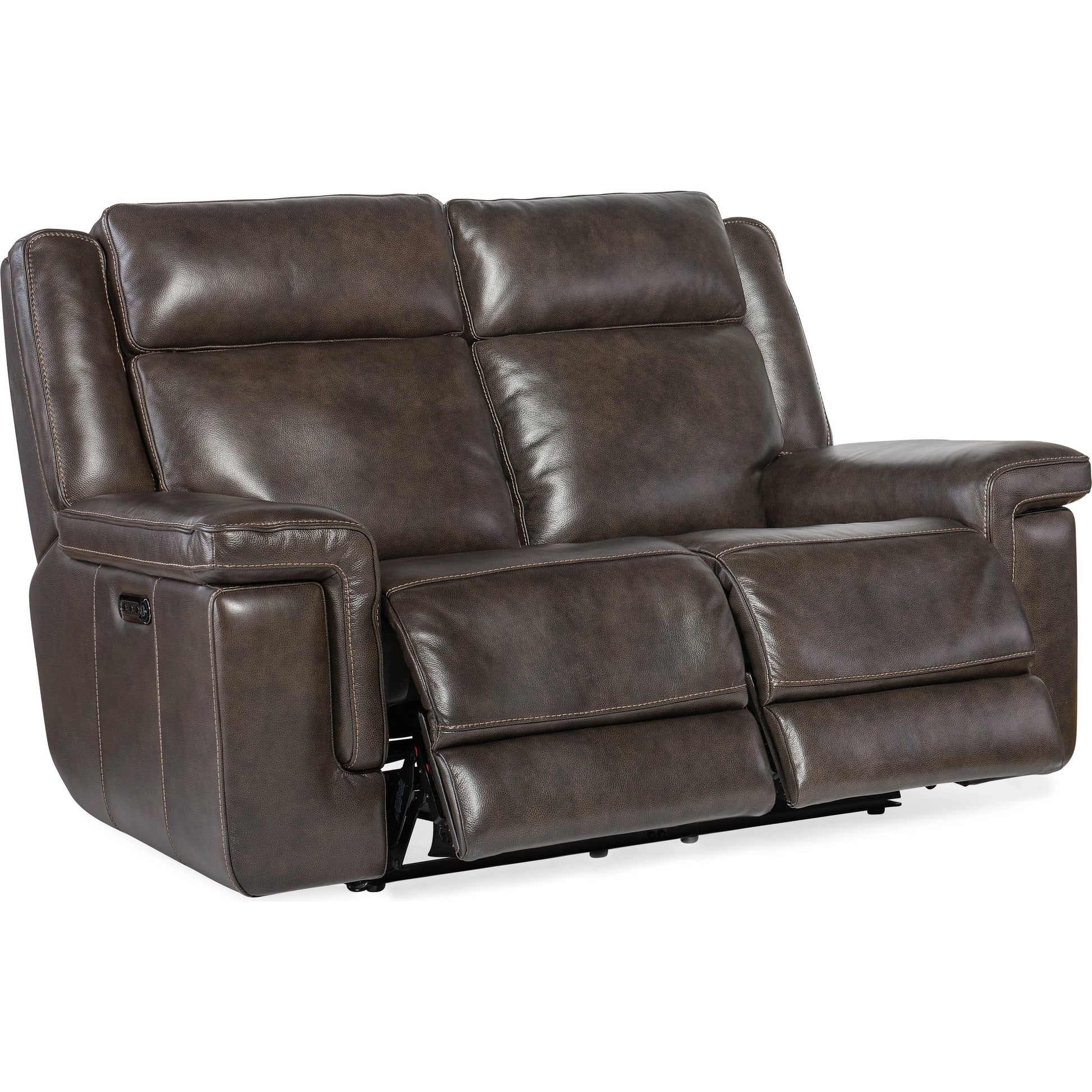 Montel Lay Flat Power Loveseat by Hooker Furniture in cosmos cobalt. Made from leather in a traditional style.