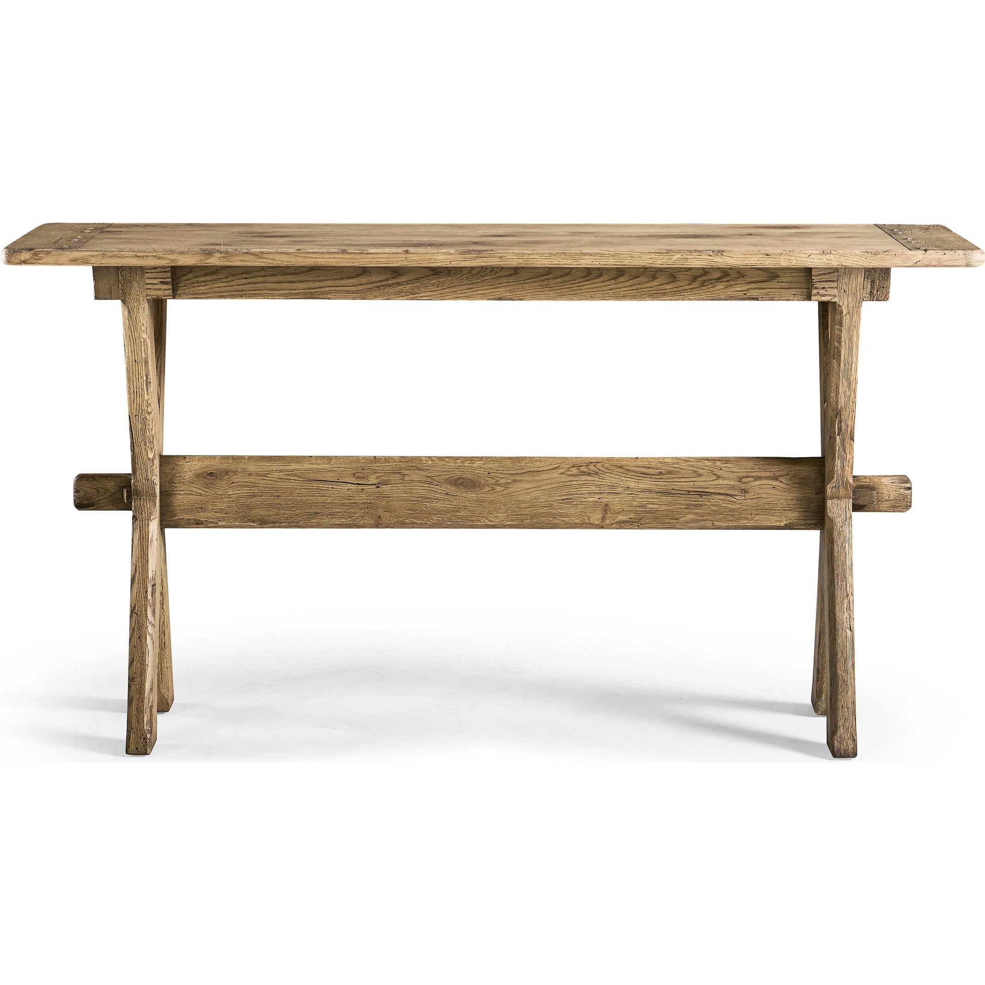 Echo Canyon Console Table by Jonathan Charles in faded oak. Made from oak in a cottage & farmhouse style.