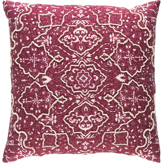 Batik Pillow - 29645 by Surya in burgundy, ivory, cream. Made from 55% linen, 45% cotton in a eclectic & global style.