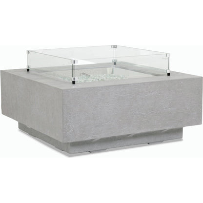 Gravelstone Outdoor Square Fire Table by Sunset West in gravelstone. Made from gfr concrete in a modern style.