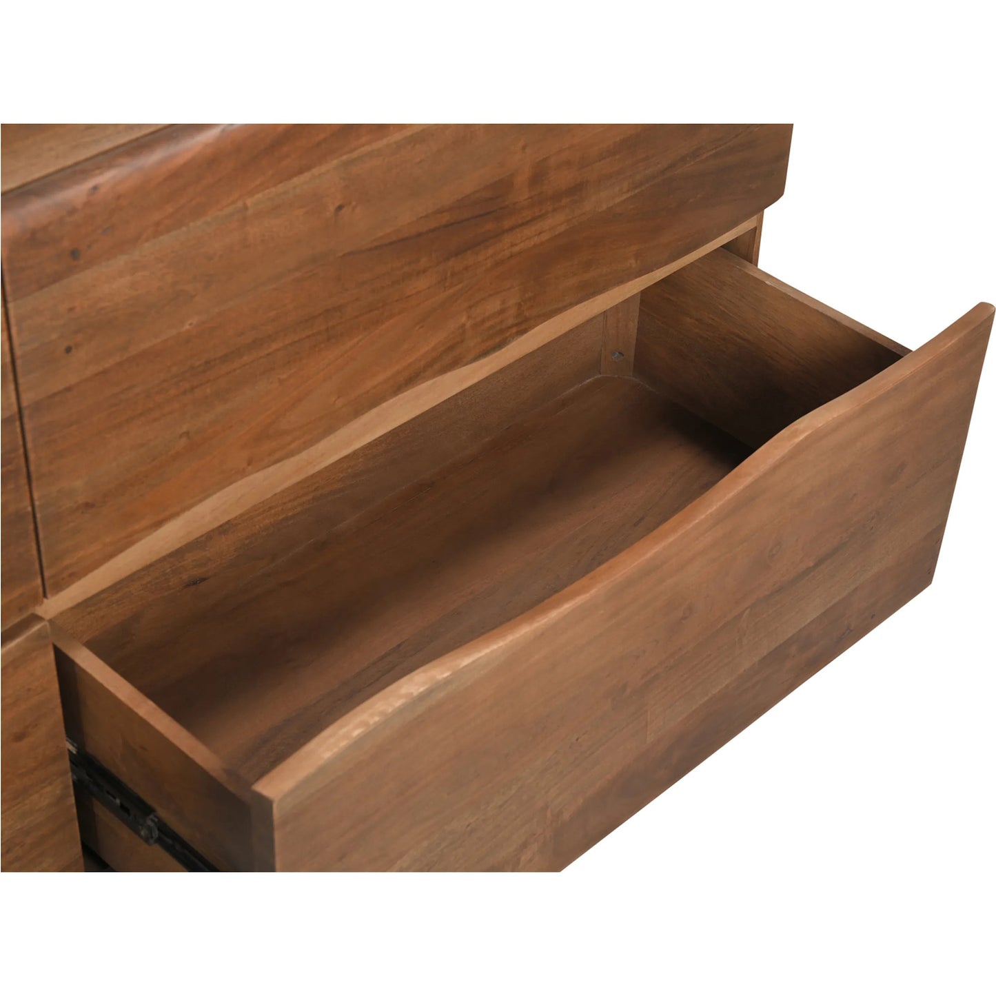 009 SI-2254064 | Closeup | Watson 4 Drawer Dresser by Moe's Home Collection in walnut. Made from solid acacia, mdf back in a transitional style.