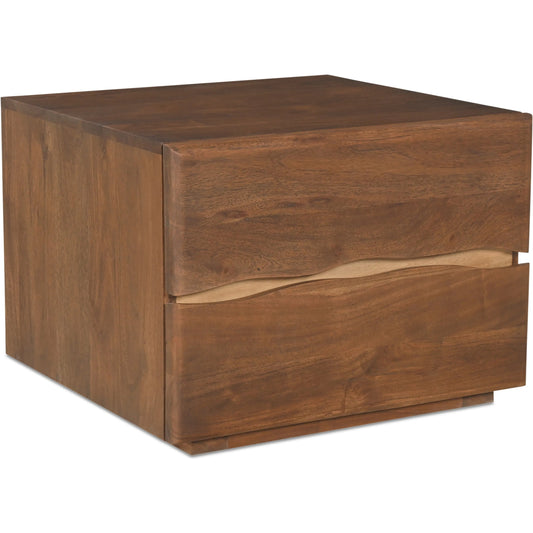 Watson Nightstand by Moe's Home Collection in walnut. Made from solid acacia, mdf back in a unique style.