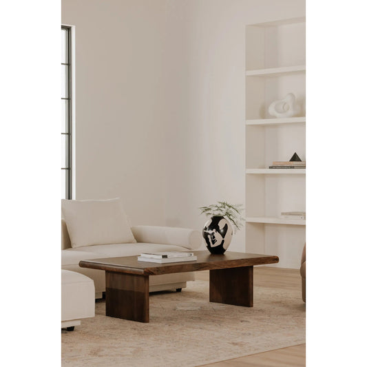 Lila Table by Moe's Home Collection in brown and brown. Made from acacia wood, metal connecting plate in a unique style.