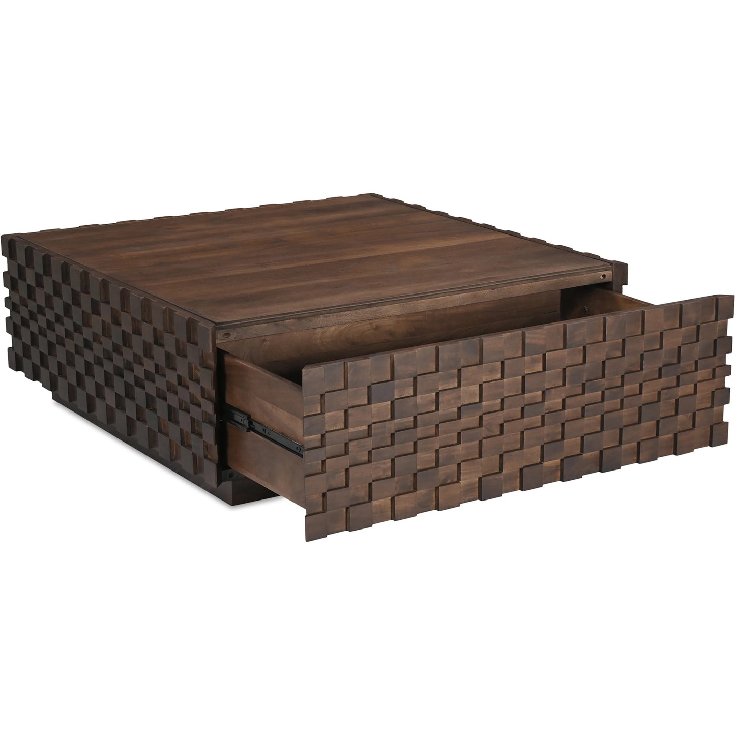 005 SI-2367987 | Additional Silo | Easton Storage Coffee Table by Moe's Home Collection in brown. Made from acacia wood, acacia veneer, carcass walls in solid acacia wood, top panel acacia veneer, drawer bottom panel acacia veneer in a traditional style.