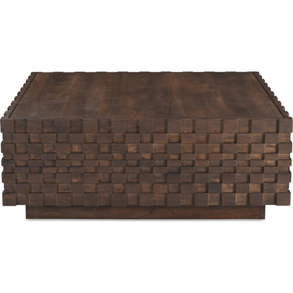 Easton Storage Coffee Table by Moe's Home Collection in brown. Made from acacia wood, acacia veneer, carcass walls in solid acacia wood, top panel acacia veneer, drawer bottom panel acacia veneer in a traditional style.
