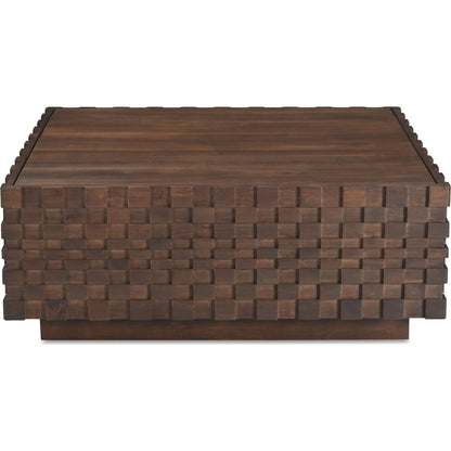 Easton Storage Coffee Table by Moe's Home Collection in brown. Made from acacia wood, acacia veneer, carcass walls in solid acacia wood, top panel acacia veneer, drawer bottom panel acacia veneer in a traditional style.