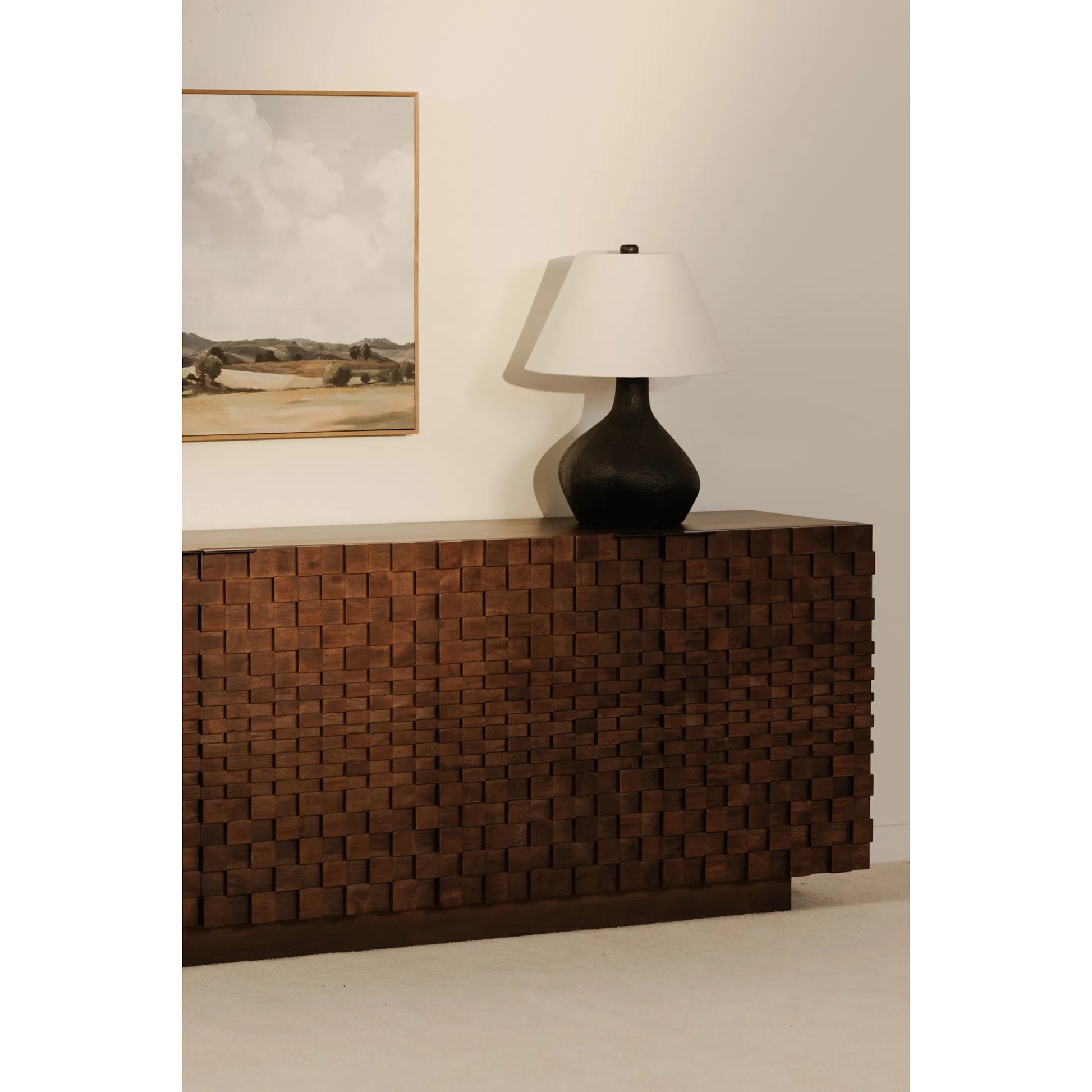 Easton Sideboard by Moe's Home Collection in brown. Made from acacia wood, acacia veneer, solid acacia wood, back panel in acacia veneer. in a traditional style.