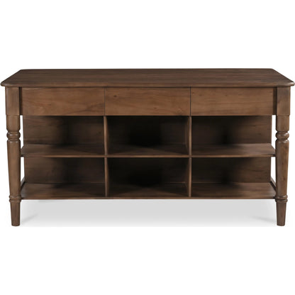 Russet Kitchen Island by Moe's Home Collection in brown. Made from acacia wood, acacia veneer in a traditional style.