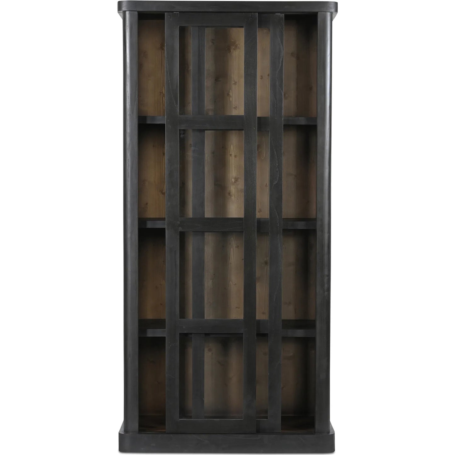 002 SI-2368211 | Additional Silo | Mona Cabinet by Moe's Home Collection in black. Made from solid neem wood, tempered glass, pine veneer back, iron t bar in a traditional style.